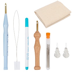 Metal DIY Punch Needle Kits, with Needle Threaders and Aluminum Threader, for DIY Craft Stitching, 290x285x1mm