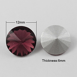 Фиолетовый Конусные стеклянные стразы, горный хрусталь Риволи, с покрытием на задной стороне, конус, фиолетовые, 12x6 мм