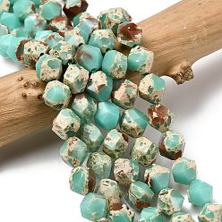 Бирюза Синтетический Шушан камень бисер пряди, звезды вырезать круглые бусы, граненые, бирюзовые, 9~10x9~10x9~10 мм, отверстие : 1~1.4 мм, около 38~40 шт / нитка, 14.88'' (15.08'' см)