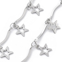 Нержавеющая Сталь Цвет 304 цепи из нержавеющей стали ссылка, с катушкой, пайки, звезда, цвет нержавеющей стали, 9.5x8x0.5 мм, 5 м / рулон