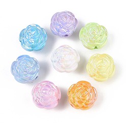 (52) Непрозрачная лаванда Непрозрачные акриловые бусины с УФ-покрытием, радужный, роза, разноцветные, 17.5x17.5x16 мм, отверстие : 1.8 мм