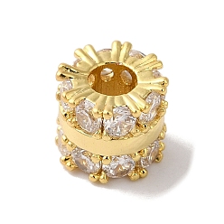 Прозрачный Латунные стеклянные бусины со стразами, колонка, прозрачные, 8.5x6 мм, отверстие : 3.5 мм