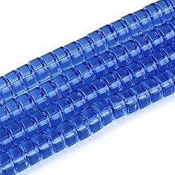 Королевский синий Прозрачные стеклянные бусины, плоско-круглые, королевский синий, 8~8.5x4~4.5 мм, отверстие : 0.7~1 мм, около 95~100 шт / нитка, 14.57~15.35'' (37~39 см)