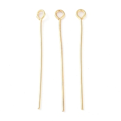 Настоящее золото 18K Латунные булавки, для изготовления ювелирных изделий, реальный 18 k позолоченный, 34~35x0.7 мм, отверстие : 2 мм