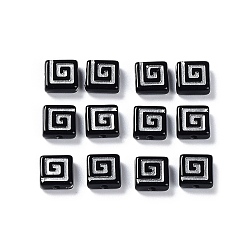 Черный Непрозрачные акриловые бусины, металла обвитые, квадратный, чёрные, 8.5x8.5x3.5 мм, отверстие : 1.6 мм, Около 1980 шт / 500 г