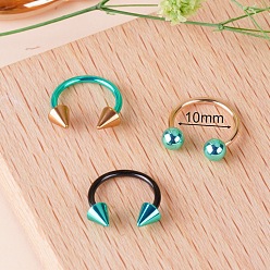 Бирюза 316l круглые/подковообразные кольца для носа из нержавеющей стали, бирюзовые, 10 мм, штифты : 1.2 мм, 3 шт / комплект