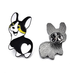 Черный Сплавочные брошки, эмалевый штифт, с клатчем-бабочкой, собака, электрофорез черный, без кадмия, без никеля и без свинца, чёрные, 36x21x2 мм, штифты : 1 мм