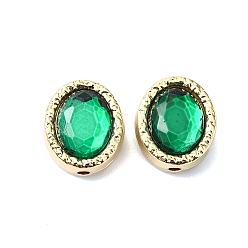 Зеленый Наберешь металлизации шарики сплава, со стеклом, овальные, золотые, зелёные, 13.5x11.5x8 мм, отверстие : 1.6 мм