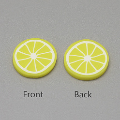 Yellow Handmade Polymer Clay Cabochons, Polymer Clay Slices for Resin Crafts & DIY Projects, Fruit, Yellow, 20~22x2~4mm