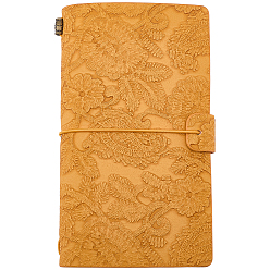 Оранжевый A6 записная книжка из искусственной кожи с тиснением в стиле ретро, с 3 стильной бумагой внутри страницы брошюры, прямоугольные, оранжевые, 182x106 мм, около 96 листов/книга