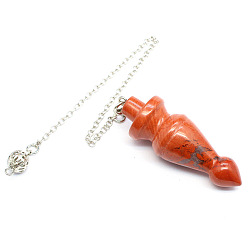 Красный Камень Биолокационный маятник из натуральной красной яшмы, большие подвески, с металлическая фурнитурой, 240 мм