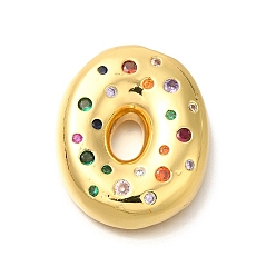 Letter O Латуни циркония кубической подвески, без кадмия, без никеля и без свинца, подвески с буквой az~z, реальный 18 k позолоченный, Письмо O, 29.5x24x7 мм, отверстие : 5x2.5 мм