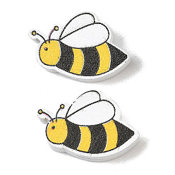 Yellow Printed Schima Wood Beads, Bees, Spray Paint, Yellow, 13x20x6.5mm, Hole: 2mm