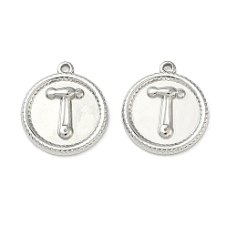 Нержавеющая Сталь Цвет 304 подвески из нержавеющей стали, плоский круглый кулон с молотком, цвет нержавеющей стали, 18x16x2.5 мм, отверстие : 1.2 мм