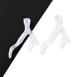 Белый Акриловые кулон, имитация коралла, с покрытием AB цвета, белые, 48.5x33.5x7.5 мм, отверстие : 1.8 мм