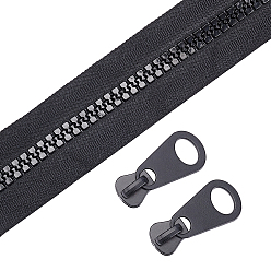 Black Nylon Closed-end Zipper and Resin Zipper Sliders Zipper Head, Black, 47x18mm