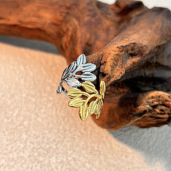 Настоящее золото 18K 304 из нержавеющей стали Манжета кольца для женщин, лист, ионное покрытие (ip), реальный 18 k позолоченный, внутренний диаметр: регулируемый, 29 мм