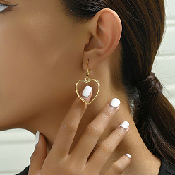 Настоящее золото 14K Модные серьги-подвески в форме сердца из сплава, реальный 14 k позолоченный, 24 мм