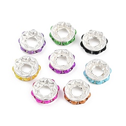 (52) Непрозрачная лаванда Латуни европейского бисера, с пластиковой имитацией жемчуга из АБС, бусины с большим отверстием, плоско-круглые, без кадмия и без свинца, разноцветные, 13x4.5 мм, отверстие : 5 мм