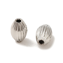 Платина Стойки обшивки латунные бусины, долговечный, без свинца и без кадмия, гофрированный овал, платина, 12.5x8 мм, отверстие : 2 мм