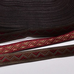 Dark Red Polyester Ribbons, with Wave Pattern, Jacquard Ribbon, Dark Red, 1/2 inch(12mm), 33yards/roll(30.1752m/roll)