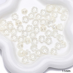 Белый Абс пластиковые жемчужные шарики, цветок, белые, 11 мм, 40 шт / комплект