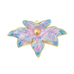 Сливовый Ионное покрытие (ip) 304 подвески из нержавеющей стали, с эмалью, реальный 18 k позолоченный, очарование листа, слива, 40x26x3 мм, отверстие : 1.2 мм