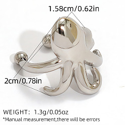 Stainless Steel Color 304 Stainless Steel Clip-on Earrings, Squid, Stainless Steel Color, 15.8x20mm