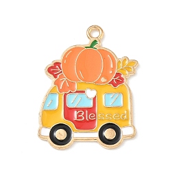 Автомобиль Подвески из сплава с эмалью ко дню благодарения, золотые, автомобиль, 30x22.5x1.5 мм, отверстие : 1.8 мм