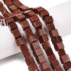 Камень с Пылевым Золотом Синтетические голдстоуновские бисер пряди, кубические, 8~9x8~9x8~9 мм, отверстие : 1.2 мм, около 47~49 шт / нитка, 15.35~15.79'' (39~40.1 см)