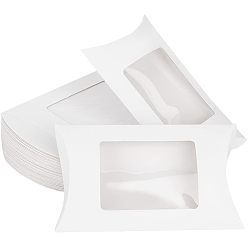 Белый Коробки из крафт-бумаги, подарочная коробка конфет, с чистым окном, белые, коробка: 12.5x8x2 см