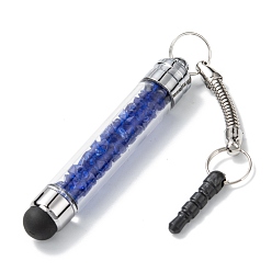 Сапфир Железный пластик в форме пули емкостный стилус силиконовая ручка для сенсорного экрана, с бусинами из горного хрусталя и полосой для наушников с защитой от пыли для телефона, сапфир, 119 мм