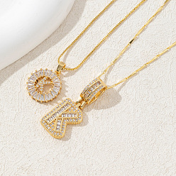 Letter K 2 шт. 2 стили латунные паве прозрачные кубические цирконии начальные подвески ожерелья наборы, золотые, Письмо K, 17.72 дюйм (45 см), 1 шт / стиль