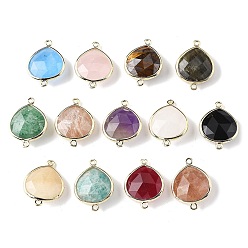 Смешанные камни Подвески из латуни, с естественной смешанной камня, стойки покрытие, слеза, 24.5x18x7 мм, отверстие : 1.6 мм