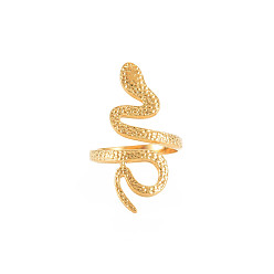 Настоящее золото 18K Ионное покрытие (ip) 304 змеиная широкая манжета из нержавеющей стали для женщин, без никеля , реальный 18 k позолоченный, размер США 6 3/4 (17.1 мм)