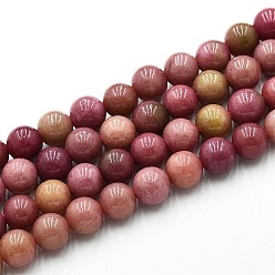 Индийский Красный Природного кварца нитей бисера, окрашенные, круглые, имитация алашанского агата, Индийская красная, 6~6.5 мм, отверстие : 0.9~1 мм, около 60~63 шт / нитка, 14.96~15.35 дюйм (38~39 см)