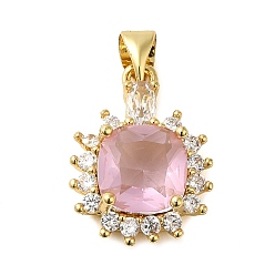 Настоящее золото 18K Стойка металлическая латунная микропрофилированная кубическая циркония подвески, без кадмия и без свинца, долговечный, квадратный, реальный 18 k позолоченный, 19.5x14.5x7 мм, отверстие : 5x3.5 мм