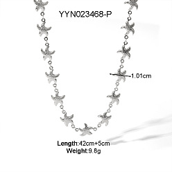 Морская звезда 316l ювелирные изделия из хирургической нержавеющей стали цепочки ожерелья, цвет нержавеющей стали, морская звезда, 16.54 дюйм (42 см)