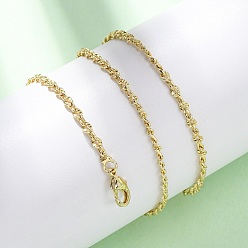 Настоящее золото 18K Ожерелья из латунной текстурированной витой цепи, с карабин-лобстерами , стойки покрытие, долговечный, реальный 18 k позолоченный, 15.75 дюйм (40 см)