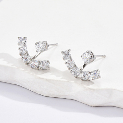 Нержавеющая Сталь Цвет 201 из нержавеющей стали серьги, с кубического циркония, для женщин, цвет нержавеющей стали, 16x23 мм