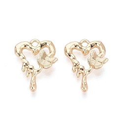 Золотой Подвески из сплава , сердце с бабочкой, золотые, 20x14x4 мм, отверстие : 1.6 мм