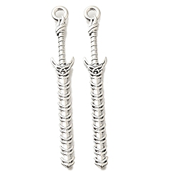 Античное Серебро Тибетский сплав стиля большие кулоны, без кадмия и без свинца, очарование меча, античное серебро, 71x10x3 мм, отверстие : 1.5 мм, Около 147 шт / 500 г