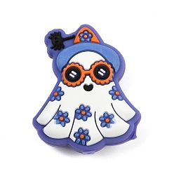 Ghost Хэллоуин силиконовые бусины, фокусные бусы, белые, призрак, 30x25x12.5 мм, отверстие : 2.6 мм