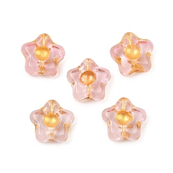 Розовый Гальванопокрытие и стеклянные бусины с золотым металлическим плетением, цветок, туманная роза, 10.5x11x5 мм, отверстие : 1 мм