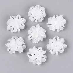 Humo Blanco Cabujones de acrílico transparente esmerilado, perlas de racimo, flor, con ajuste de disco perforado de aluminio chapado en platino, whitesmoke, 28~35x12~14 mm
