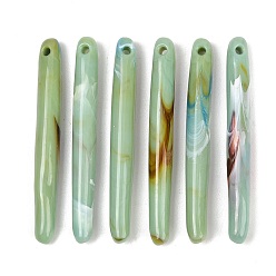 Средний Аквамарин Непрозрачные акриловые большие подвески, имитирующие нефрит, подвески в форме бруска, средний аквамарин, 74x9 мм, отверстие : 3 мм, Около 111 шт / 500 г