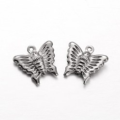 Gunmetal Brass Charms, Butterfly, Gunmetal, 14x15x3.5mm, Hole: 1mm