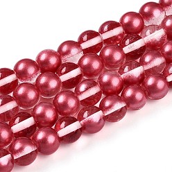 Малиновый Запекание окрашенные прозрачные стеклянные бусины нити, круглые, два тона, малиновый, 9.5~10 мм, отверстие : 1.2 мм, около 84~87 шт / нитка, 29.53~30.71 дюйм (75~78 см)