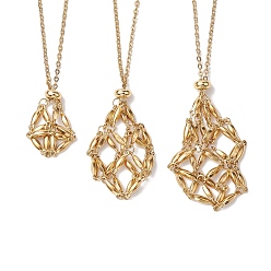 Золотой 3 шт. 3 стили 304 изготовление ожерелья из троса из нержавеющей стали, с подвесками-заготовками в виде клетки, золотые, 17.52~29.53 дюйм (44.5~75 см), 1 шт / стиль