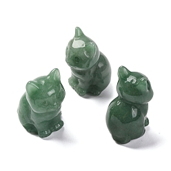 Зеленый Авантюрин Натуральные зеленые авантюрные дисплеи, товары для украшения дома, форма кошки, 45~48x29~30x29~31 мм